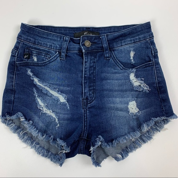 KanCan Pants - KanCan Distressed High Rise Cuttoff Denim Shorts S